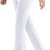 LaiEr Yoga Pants for Women Tummy Control Workout Bootleg Pants High Waist 4 Way Stretch Pants with Inner Pockets(White,L)