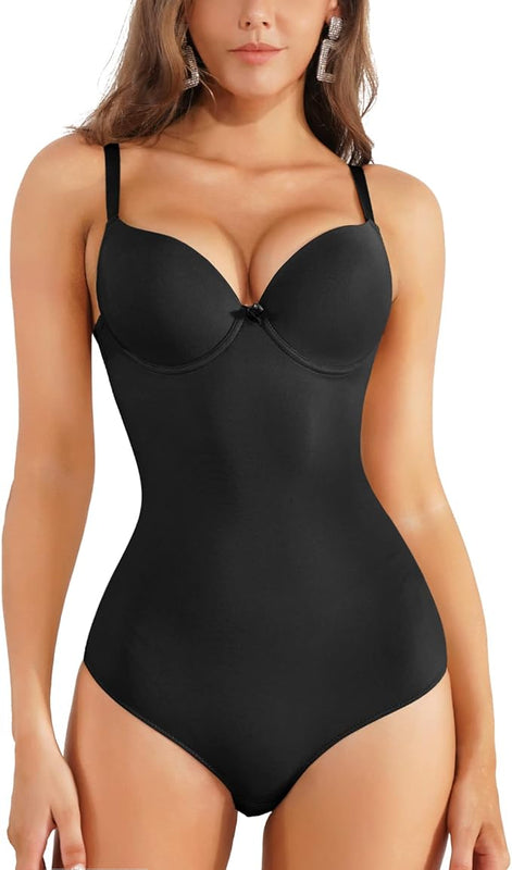 Gotoly Bodysuit Shapewear for Women Tummy Control Shaping Body Shaper Jumpsuits Tops with Bra Sleeveless Camisole Smooth Waist Trainer Bodywear Seamless Body Briefer (Black, XL)