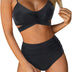 DOULAFASS High Waisted Bikini Set Push Up Bikini Top Tummy Control Bikini Padded 2 Piece Bikini Black, M