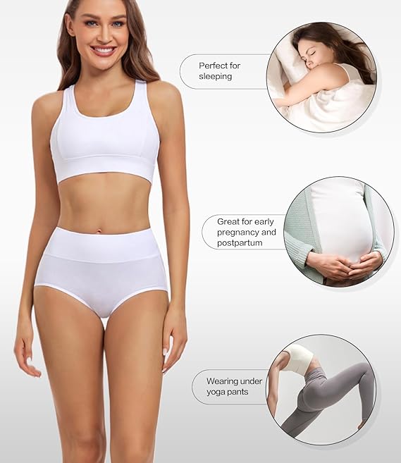 wirarpa Ladies Knickers Cotton Full Briefs High Waisted Underwear Panties for Women 5 Pack Size S