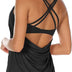 icyzone Women's Workout Tank Tops Built in Bra - Strappy Athletic Yoga Top, Exercise Gym Sport Shirt (L, Black)