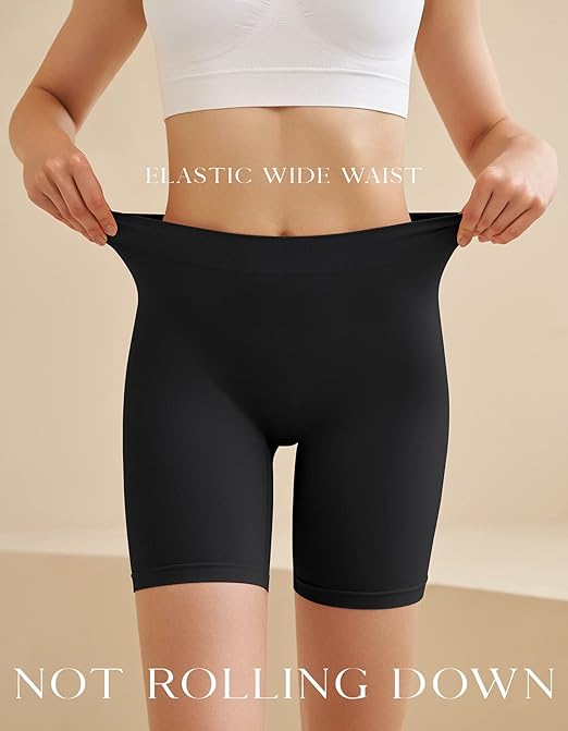 SIMIYA 3 Pack Womens Boxer Shorts Seamless Chub Rub Shorts Stretchy Anti Chafing Underwear for Under Dresses(Black+White+Nude,XL)