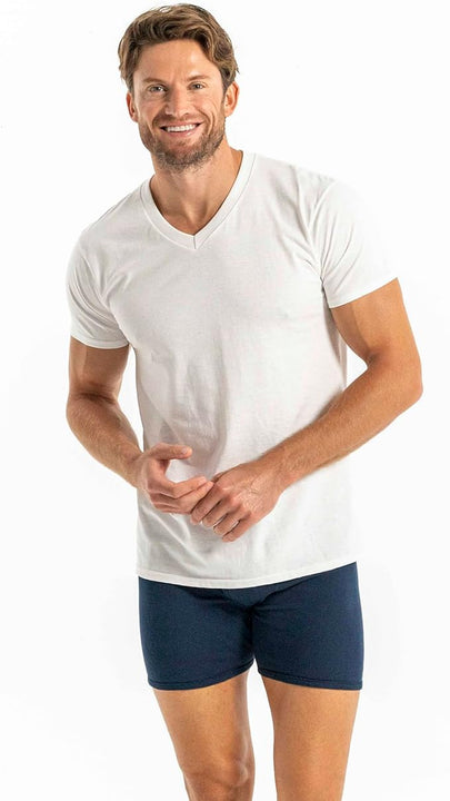GILDAN Men's V-neck T-shirts, Multipack, Style G1103 Undershirt, White (5-pack), XL