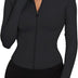 IECCP Gym Tops for Women Long Sleeve Running T-Shirt Half Zip Sports Fitness Jacket Workout Yoga Tee Shirts with Thumb Holes Black L