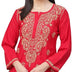 Ada Indian Hand Embroidered Ethnic Chikankari Women's Cotton Top Tunic Shirt Blouse A250381, red, XL