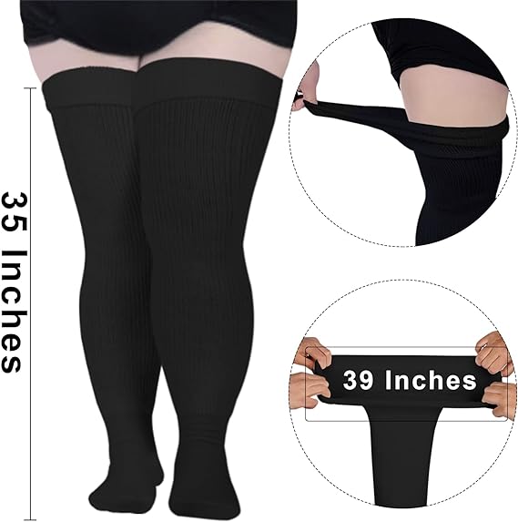 Plus Size Womens Thigh High Socks for Thick Thighs- Extra Long & Thick Over the Knee Stockings- Leg Warmer Boot Socks