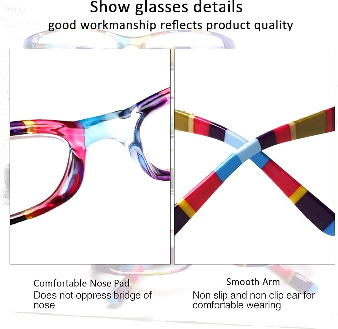 Kerecsen Women's Reading Glasses 4 Pairs Ladies Fashion Spring Hinge Readers (4 Pack Mix Color-2, 0.50, Diopter)