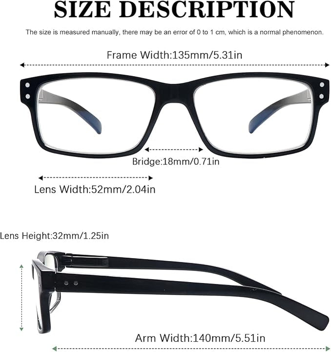 ZONLON 6 Pack Reading Glasses for Men Women Blue Light Blocking Lightweight Black Computer Readers with Spring Hinges 3.5 +