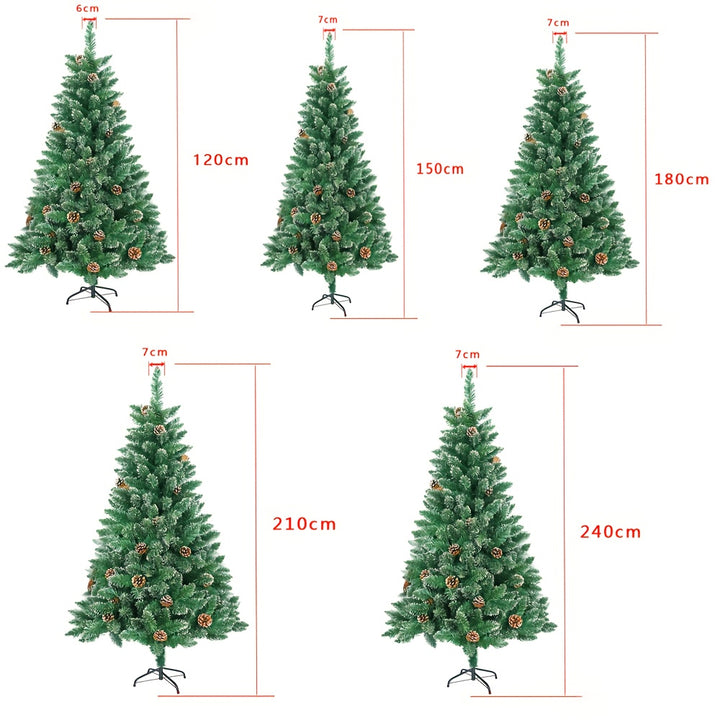Artificial Christmas Tree with Snow Effect – Pine Cones & Metal Stand