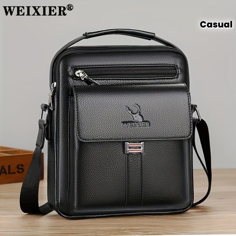 WEIXIER Men’s Vintage Shoulder Bag – Business Casual Crossbody with Zip Pockets