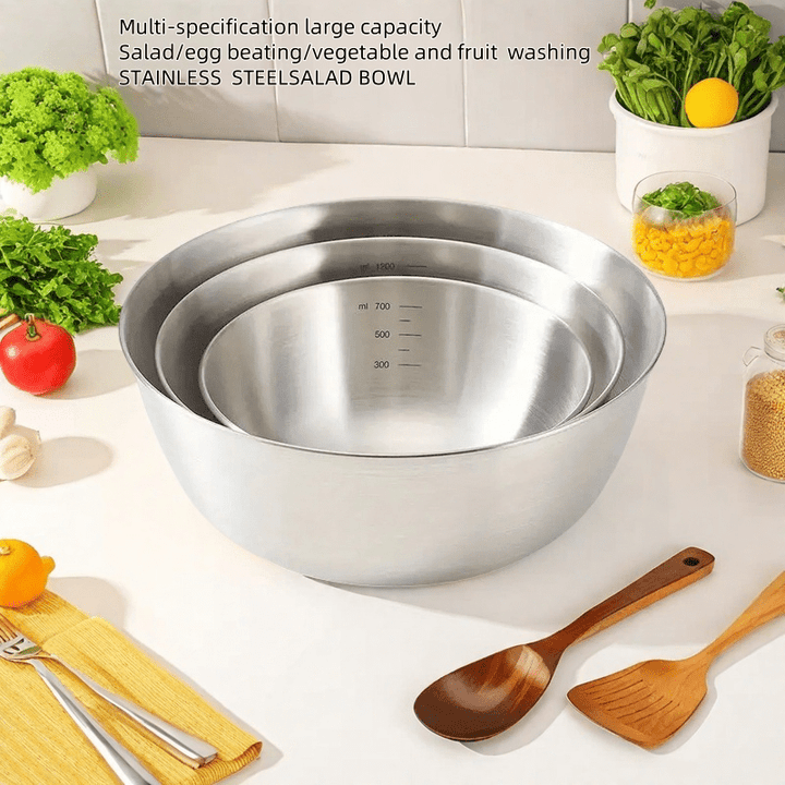 3Pcs Stainless Steel Mixing Bowl Set – Durable Kitchen Bowls for Baking & Cooking