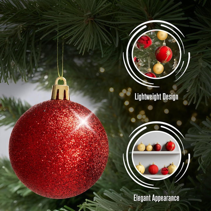 Pelle & Sol 108Pcs Christmas Baubles Set – Gold & Red Shatterproof Ornaments
