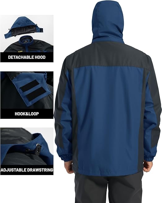 TACVASEN Military Jacket Mens Waterproof Outdoor Jacket Bomber Flight Breathable Warm Outdoor Ski Snow Skiing Sports Jacket Denim Blue, XXL