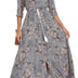 VOGMATE Womens Summer Maxi Dress Floral Boho Short Sleeve Split V Neck High Waist Drawstring Button Decoration Casual Cocktail Beach, M