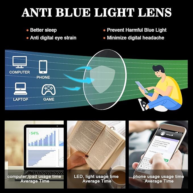 ZONLON 6 Pack Reading Glasses for Men Women Blue Light Blocking Lightweight Black Computer Readers with Spring Hinges 3.5 +