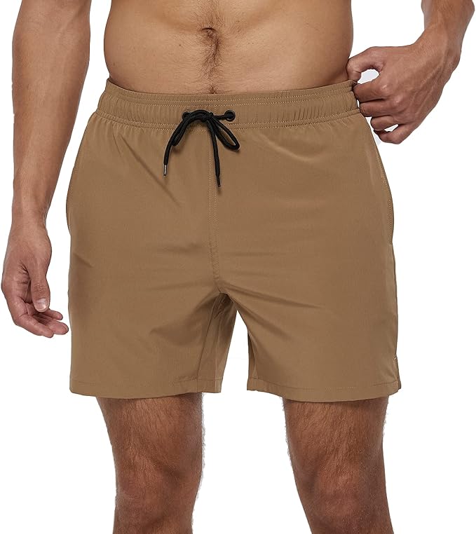 Arcweg Men's Swimming Shorts Mens Swim Trunks with Zipper Pockets Swim Shorts Mesh Lining Stretchy Board Shorts Surfing Beach Shorts Quick Dry