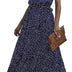 EFOFEI Women's Sleeveless Long Summer Dress Off Shoulder Elegant Dress Plain Swing Dress Halterneck Maxi Evening Dress, Royal Blue Polka Dot, L