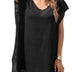 Baynetin Women's Swim Cover-Ups and Sarongs, One Piece Sexy Hollow Out V-Neck Short Sleeve Crochet Dress Bikini Swimsuit Bathing Beachwear (Black)