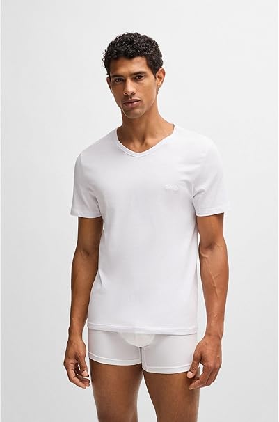 BOSS Mens TShirtVN 2P Classic Three-Pack of Cotton-Jersey Underwear T-Shirts with V Neckline