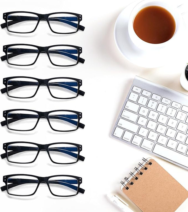 ZONLON 6 Pack Reading Glasses for Men Women Blue Light Blocking Lightweight Black Computer Readers with Spring Hinges 3.5 +