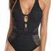 CharmLeaks Women's One Piece Swimming Costume Plunge Cutout Monokini Bathing Suit Black M
