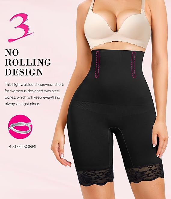 KUMAYES Shapewear for Women Tummy Control Knickers High Waisted Body Shaper Shorts Shaping Underwear Shapewear shorts XL, Black)