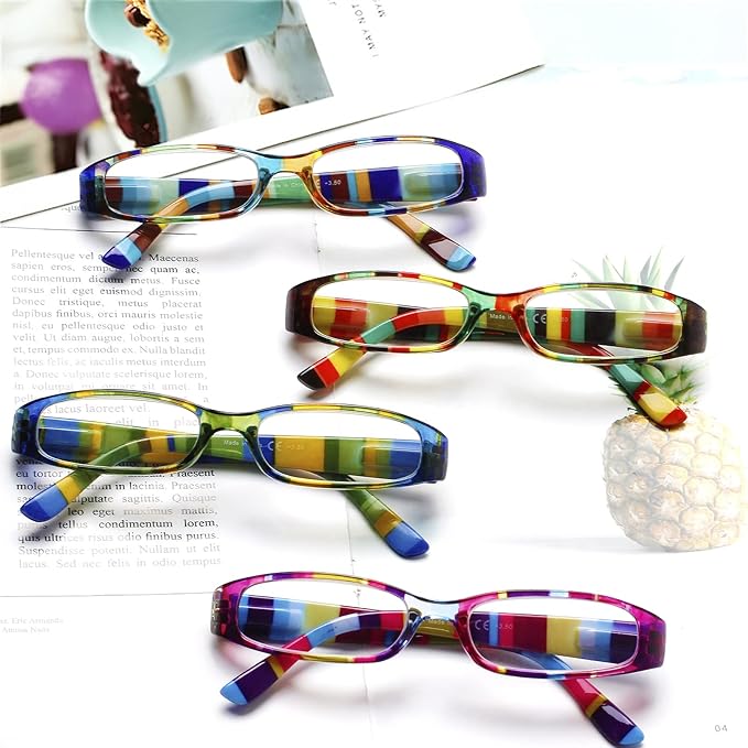 Kerecsen Women's Reading Glasses 4 Pairs Ladies Fashion Spring Hinge Readers (4 Pack Mix Color-2, 0.50, Diopter)