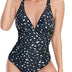 Veranobreeze Women's One Piece Swimsuit, V Neck Tummy Control Women Swimwear, Ruched Front Crisscross Back Push Up Swimming Costume(Black-Petals UK12)