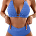 GORGLITTER Women's High Waisted Bikini Sets Halter Tie Neck Padded Tie Back Swimwear 2 Piece Swimsuits Blue Medium