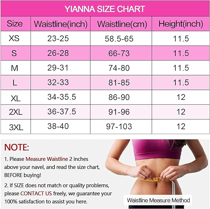 YIANNA Waist Trainer for Women Latex Underbust Waist Corsets Cincher Hourglass Body Shaper 4 Hooks, Black 25 Steed Bones, Medium