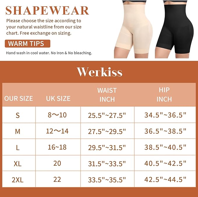 Werkiss Shapewear for Women Tummy Control Knickers High Waisted Body Shaper Shapewear Shorts Shaping Underwear Slimming Pants Under Dresses(Brown, 2XL)