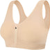 Tuopuda Women's Sports Bra Zip Front Comfy Post Surgery Bra High Impact Wireless Sports Running Bra Cross Back Support Bra with Removable Pads Yoga Bra for Workout Fitness, L