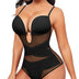 Junlan Bodysuit Shapewear for Women Tummy Control Backless Body Shaper U Plunge Built-in Bra Fajas Waist Trainer Corset (Black,S)