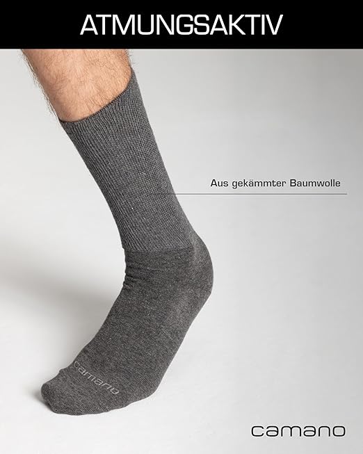 Camano Crew Online Unisex Diabetic Socks 4p, Black, 9-11