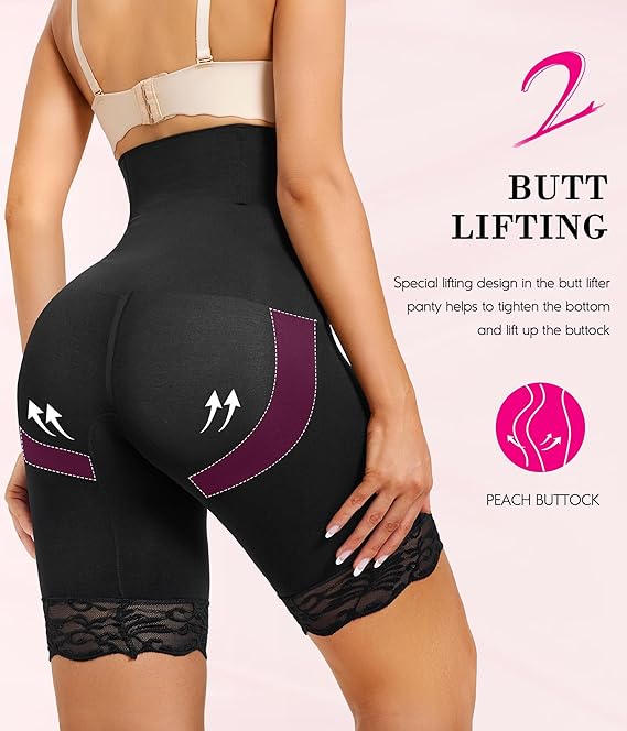 KUMAYES Shapewear for Women Tummy Control Knickers High Waisted Body Shaper Shorts Shaping Underwear Shapewear shorts XL, Black)