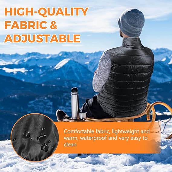Geegear Men's Heated Vest, Electric Heated Gilet with 5 Heating Zones Lightweight USB Winter Body Warm Jacket Waterproof Vest for Outdoor Hunting Hunting Fishing (Battery Not Included)