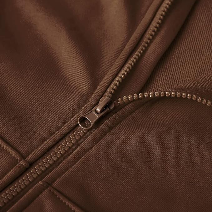 Spring&Gege Youth Solid Full Zipper Hoodies Soft Kids Hooded Sweatshirt for Boys and Girls, Brown, Size 9-10 Years