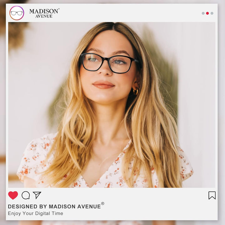 Madison Avenue Blue Light Blocking Glasses Anti Eyestrain UV Glare Blue Light Glasses for Women TV Phone Computer Gaming Eyeglasses(Coffee Brown)