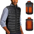 Loowoko Heated Gilet for Men,Heated Vest with 10000mAh Battery Pack,Lightweight Thermal Body Warmer, Slim Fit Electric Rechargeable Heated Jacket for Camping, Motorcycle, Skiing, Hunting L Black
