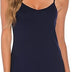 Vlazom Women's Full Slips Soft Slinky Petticoat Spaghetti Straps Ladies Sexy Nightdress Chemises Basic Underskirt Navy Blue,XL