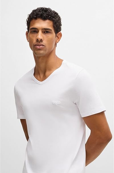 BOSS Mens TShirtVN 2P Classic Three-Pack of Cotton-Jersey Underwear T-Shirts with V Neckline