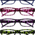 Opulize Ace Reading Glasses 6 Pack Classic Everyday Narrow Frame Scratch Resistant Spring Hinges Black Blue Pink Purple Green Red Mens Womens RRRRRRR32-13456Z +2.50