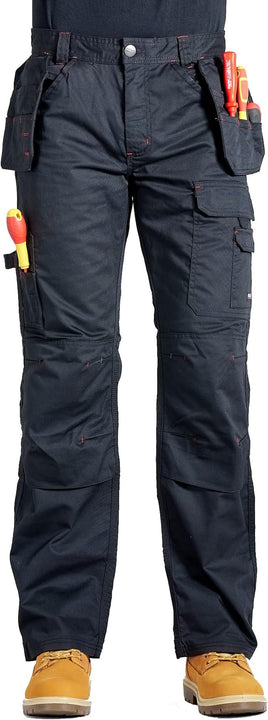 Proluxe Endurance Multi Pocket Cargo Combat Tradesman Trouser with Knee Pad Pockets and Reinforced Seams, Black, 30