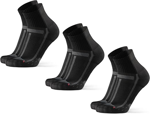 DANISH ENDURANCE Cushioned Running Socks for Long Distances, Anti-Blister, for Men & Women, Unisex, 3 Pack, Black/Grey, 9-12