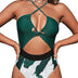 CUPSHE Women's One Piece Swimsuit Plunge Neckline Cutout Criss Cross Bathing Suit Sexy Swimwear Cyan M