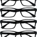 OPULIZE Pep Reading Glasses 6 Pack Classic Everyday Rectangular Frame Spring Hinges Scratch Resistant Black Mens Womens, +2.50