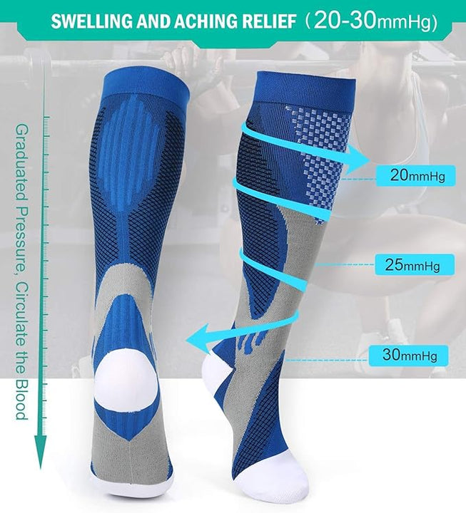 Compression Socks (2 Pairs) for Men Circulation 20-30 mmhg Medical Compression Stockings Women Nursing (Black, XXL)