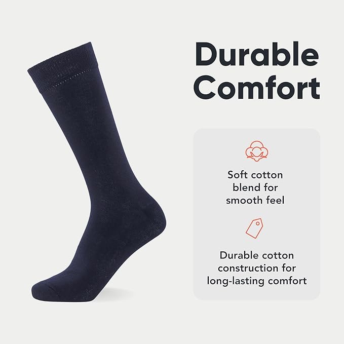 FM London 5-Pack Plain Mens Socks - Comfortable Charcoal, Navy & Black Socks for Men - Smart Dress Look - Suitable for Work and Casual Wear - Cotton Rich, Breathable, Stain Resistant and Durable
