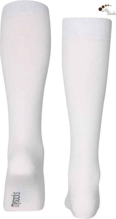 Mysocks Knee High Socks Men Womens Girls Cotton Seamless Toe White Long Socks Knee Length Knee Socks White,8-11