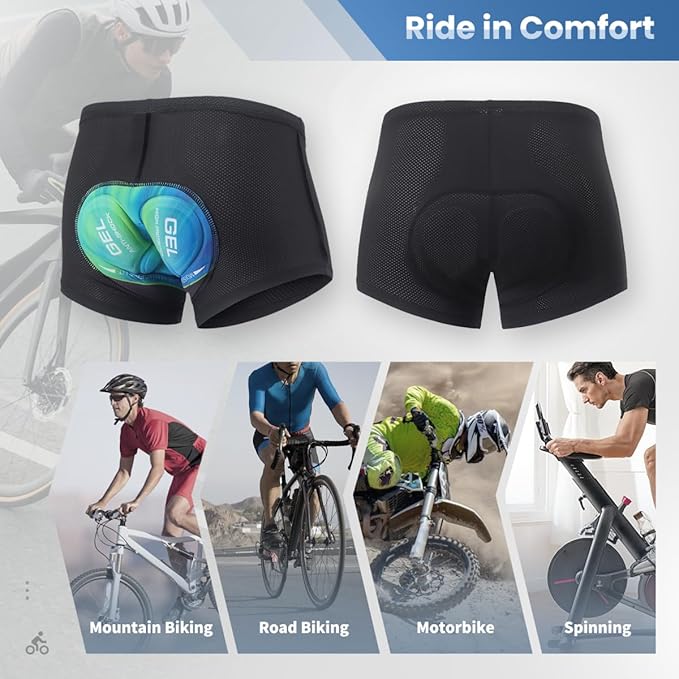 Sillictor Padded Cycling Shorts Men 9D Gel Cycle Shorts Mens Mountain Bike Shorts for Men Mesh Quick Dry Motorcycle Biking Cycling Undershorts Breathable Bicycle Underwear Liner 001F Turquoise 2XL